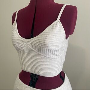 Light Grey Rib Knit Camisole Crop Top